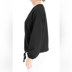 Max Studio V Neck draw string hem Sweater Small Black